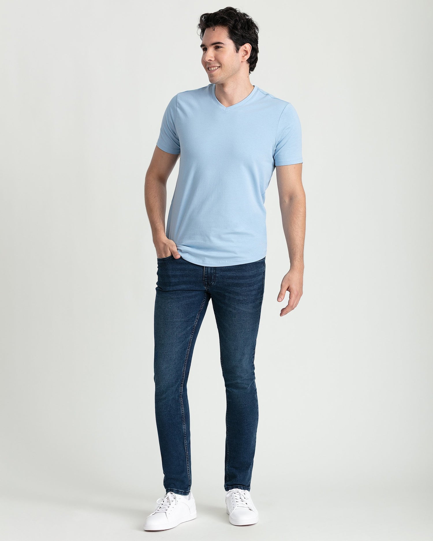 Organic V-Neck T-Shirt / Light Blue