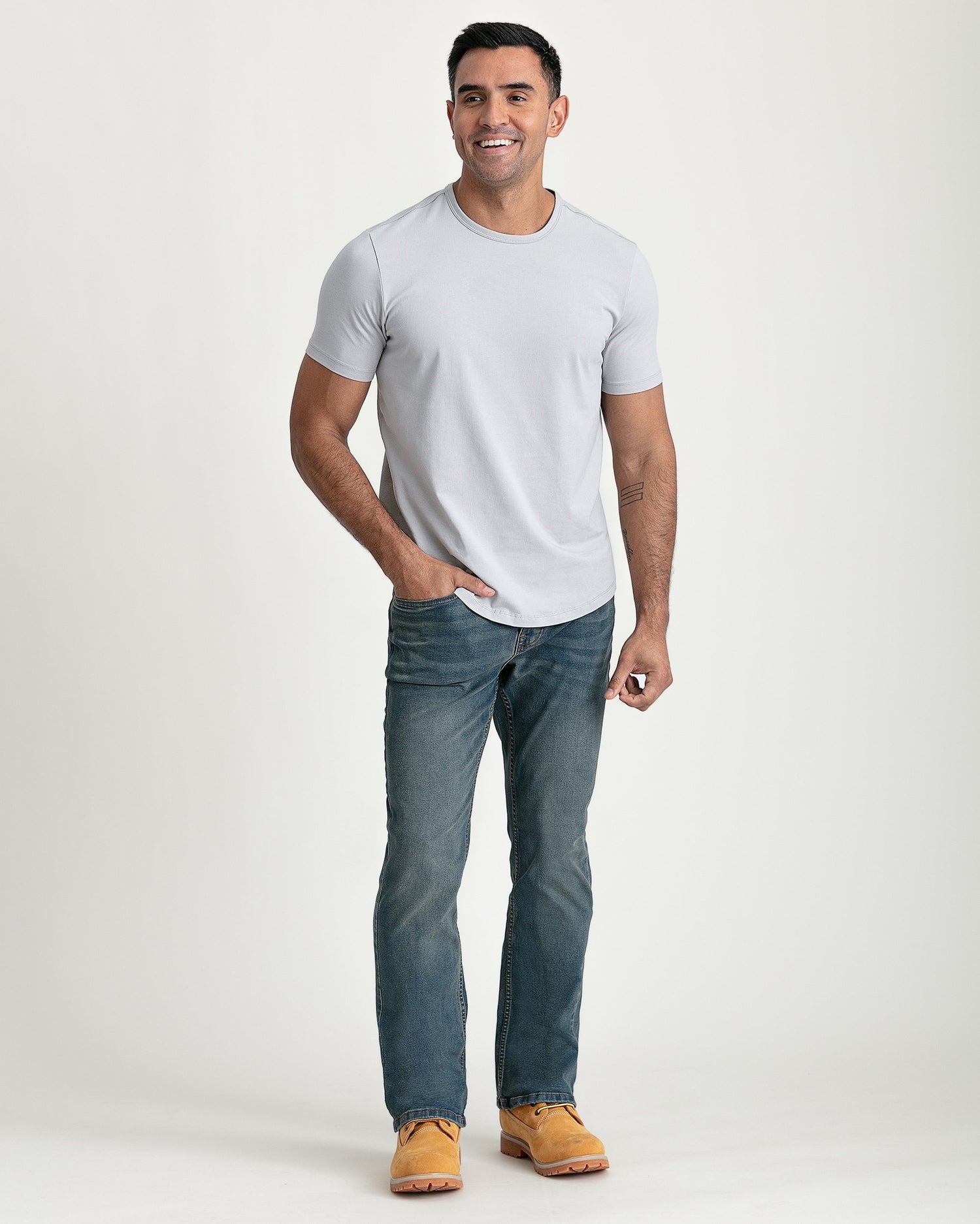 Organic Crew Neck T-Shirt / Light Grey