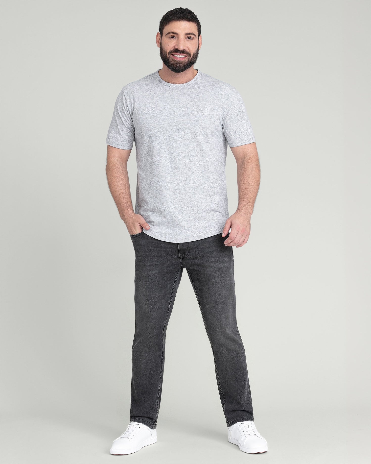 Organic Crew Neck T-Shirt 3 Pack / Heather Grey