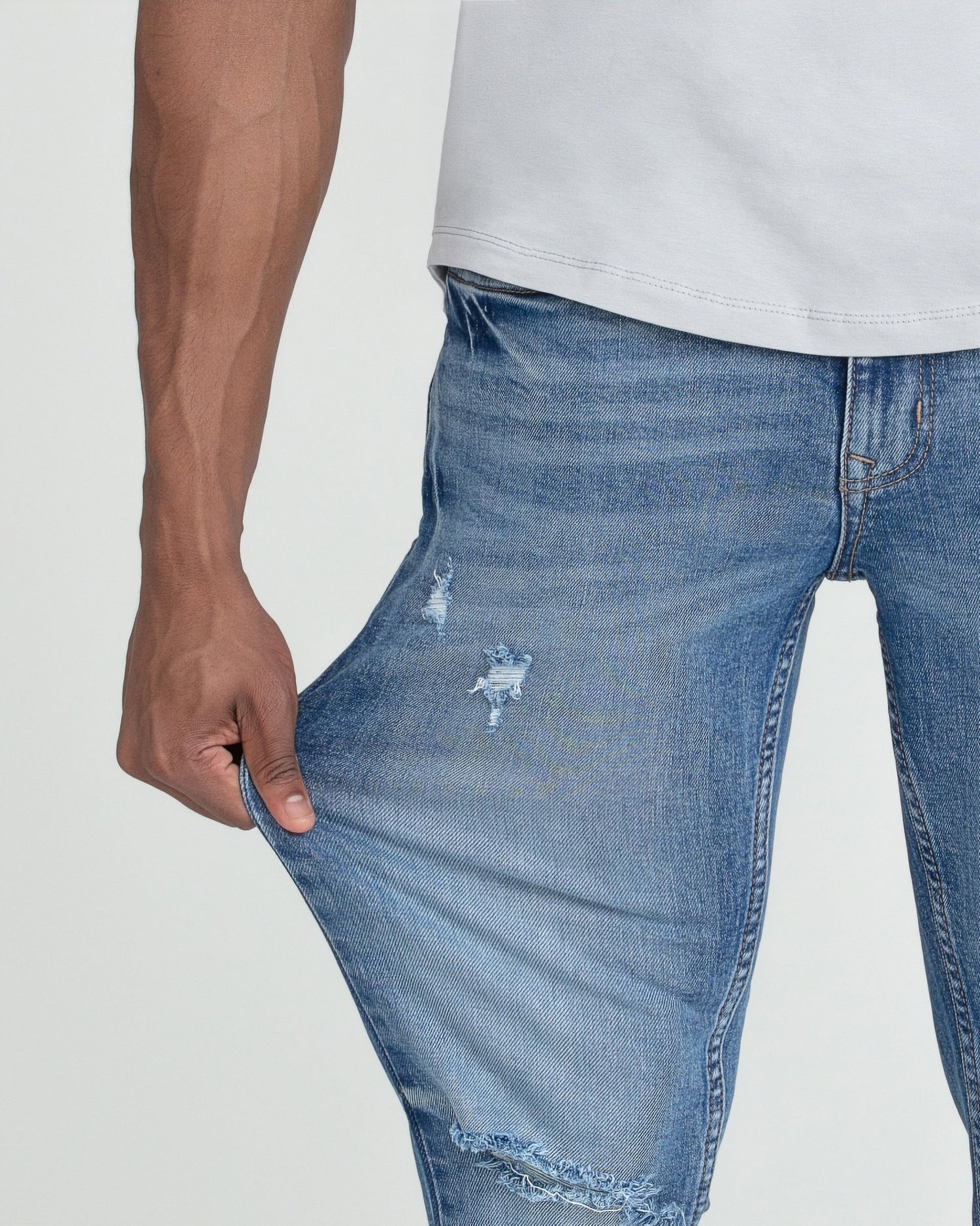 Slim Fit / Glacier  (Ripped - Med Blue)