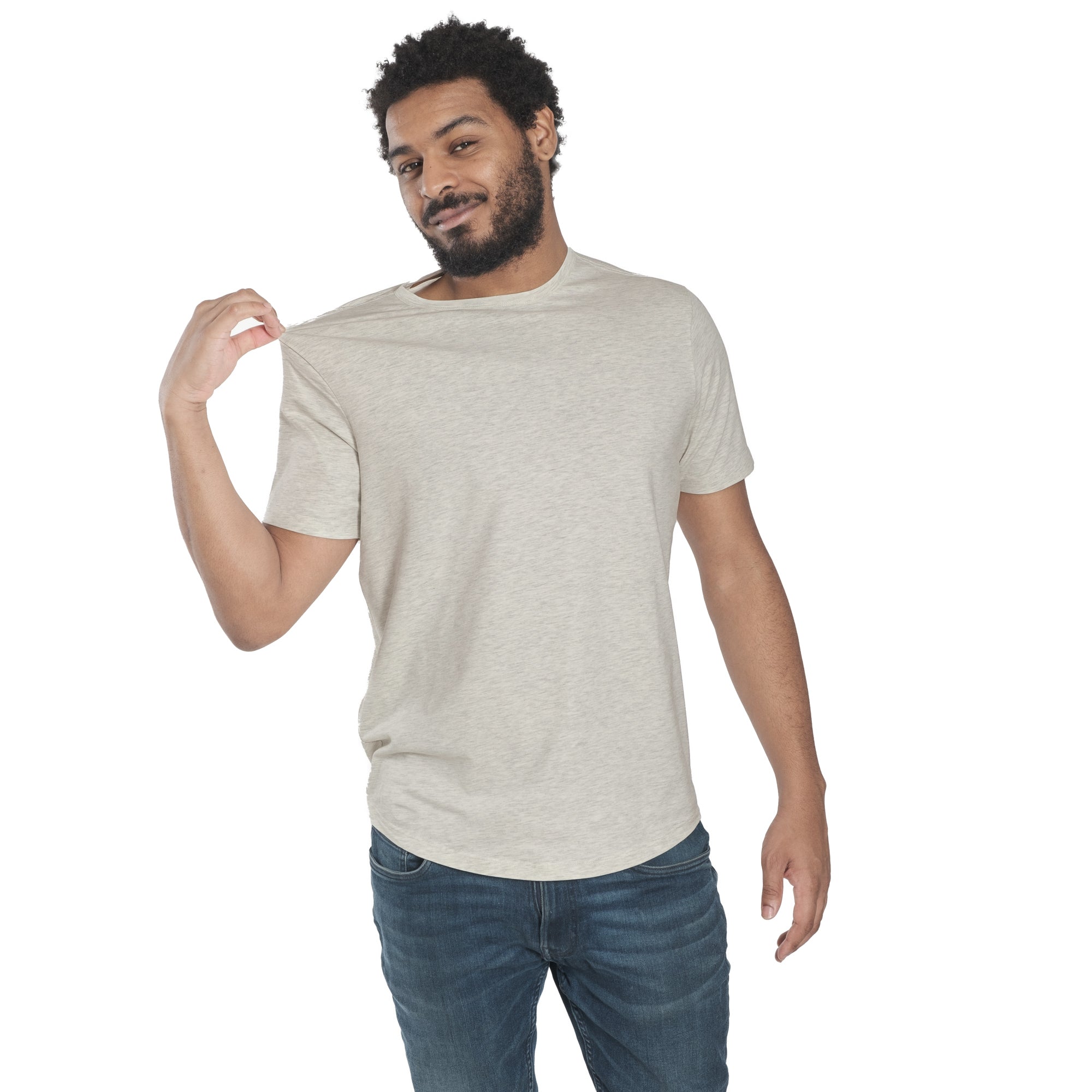 Organic Crew Neck T-Shirt / Oatmeal Heather | The Perfect Jean
