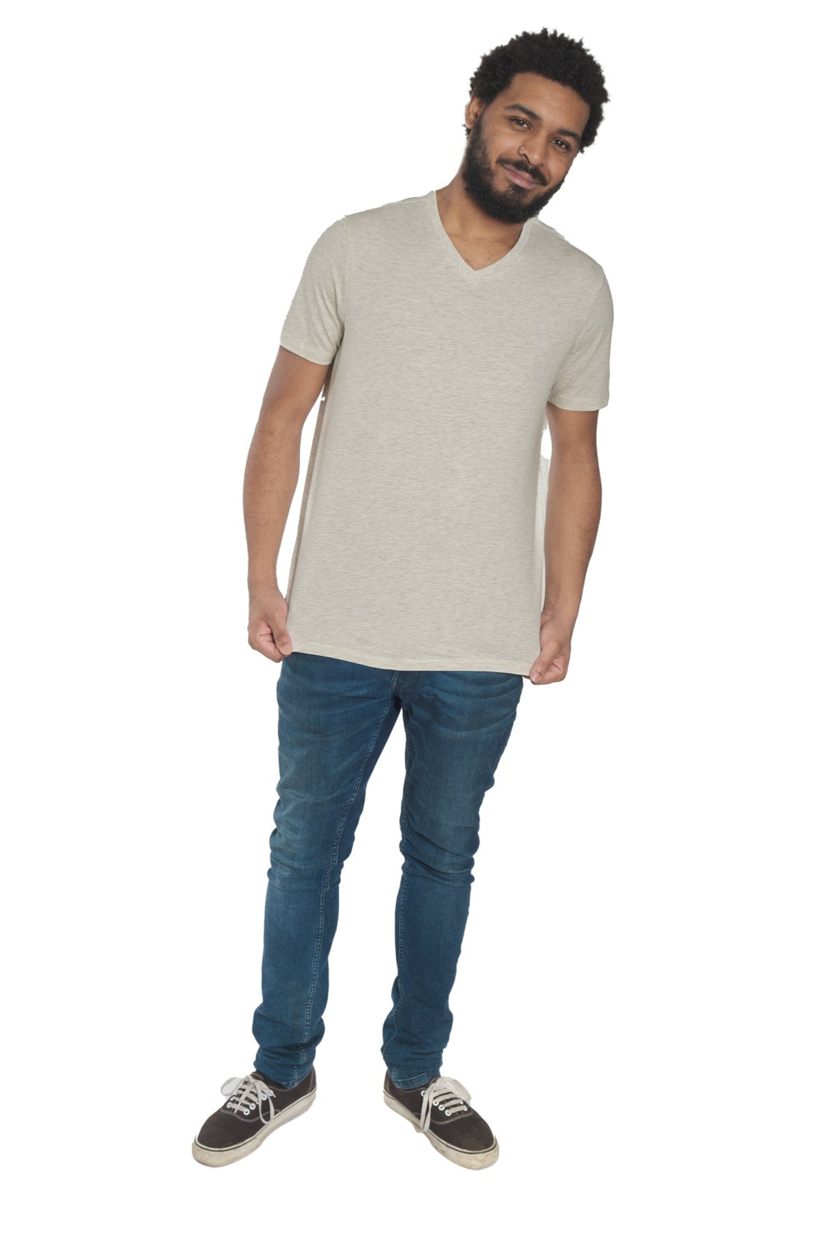 Organic V-Neck T-Shirt / Oatmeal Heather