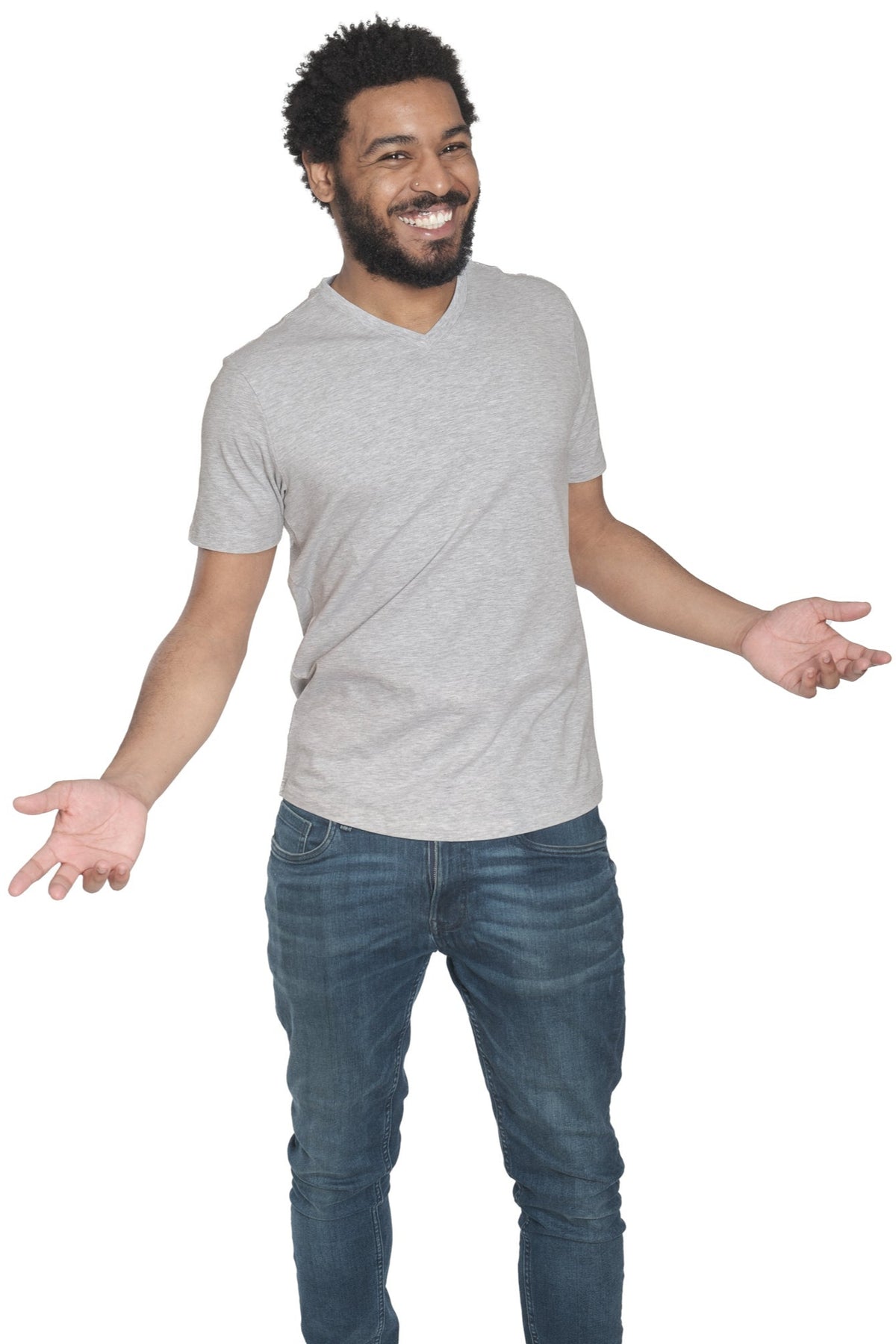 Organic V-Neck T-Shirt / Heather Grey