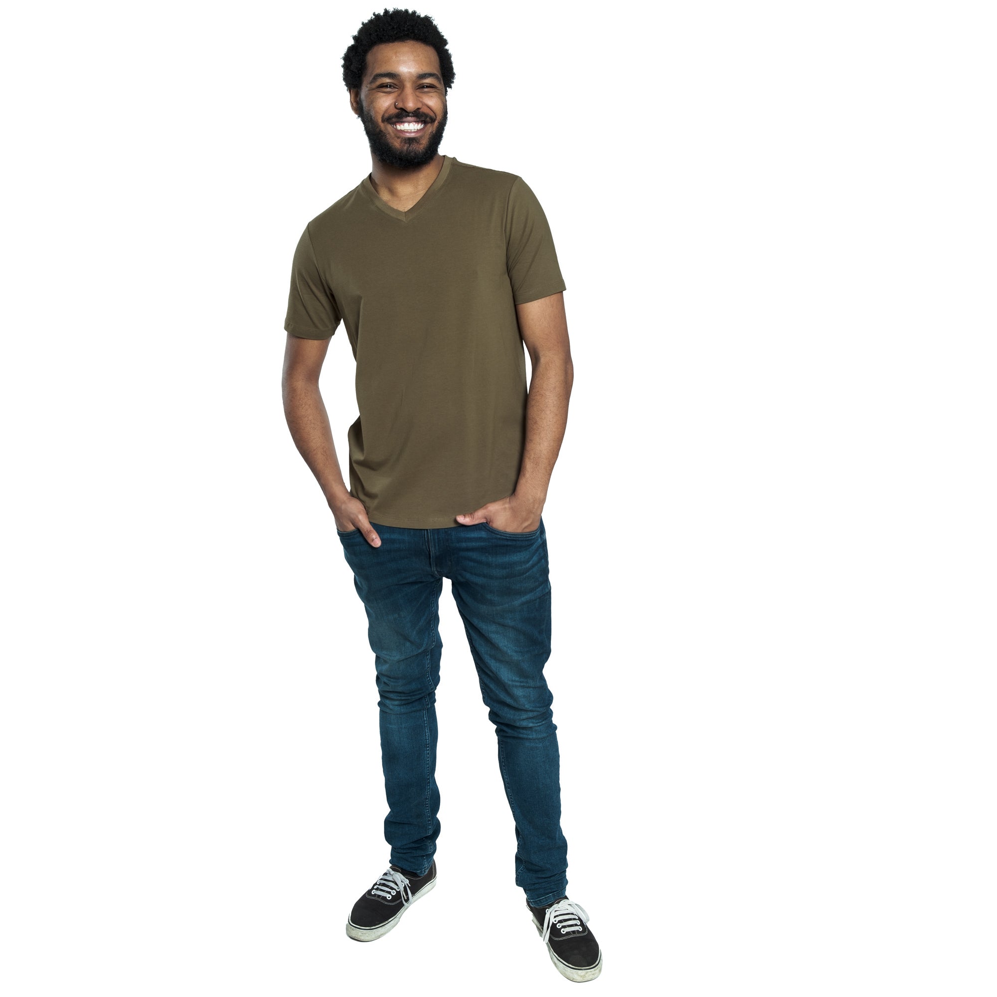 Organic V-Neck T-Shirt / Military Olive