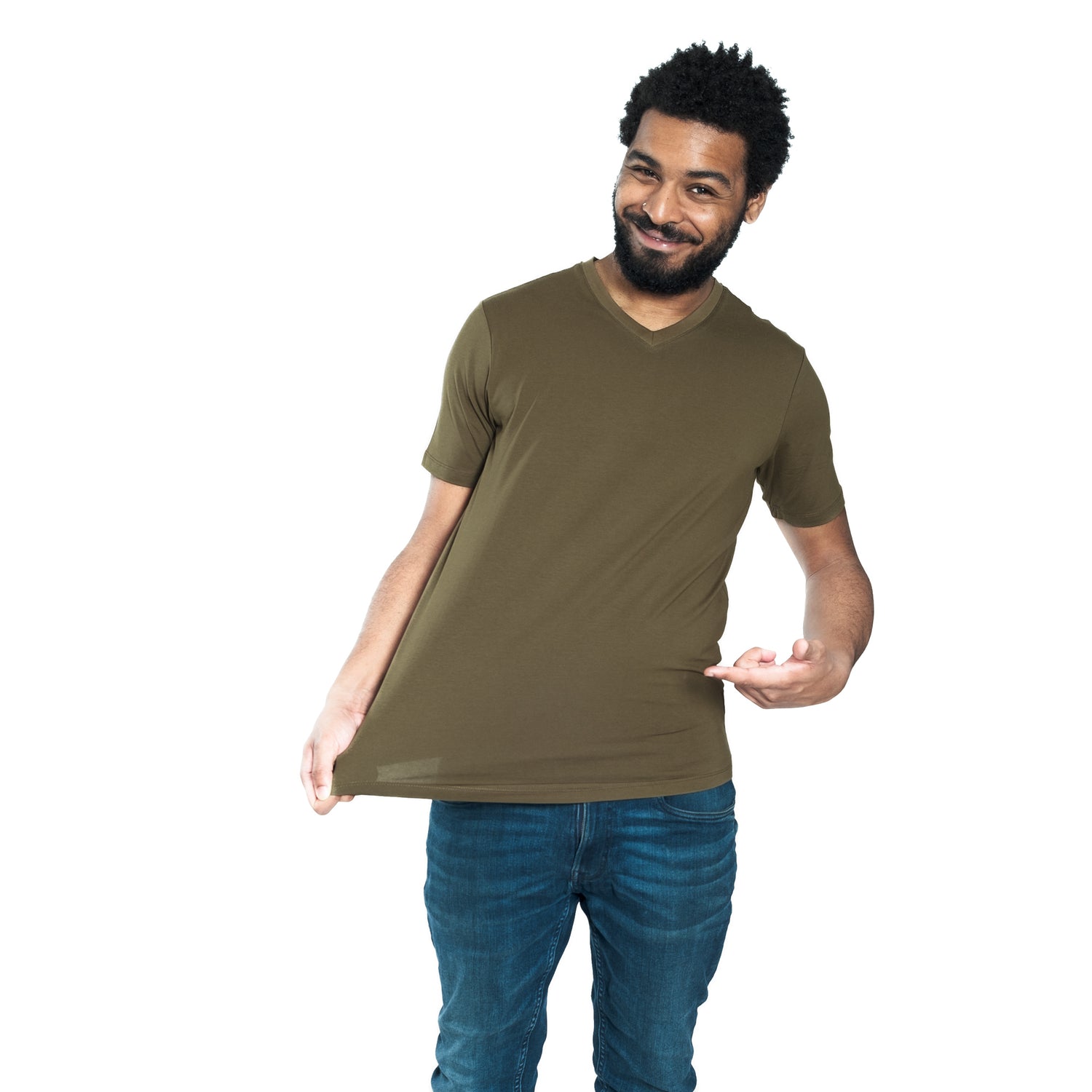 Organic V-Neck T-Shirt / Military Olive