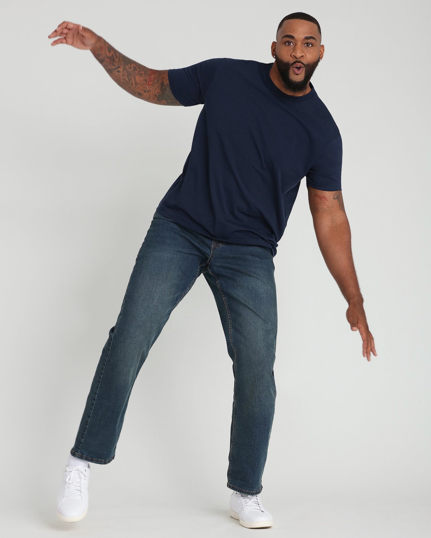 Organic Athletic Fit Crew Neck T-Shirt / Navy