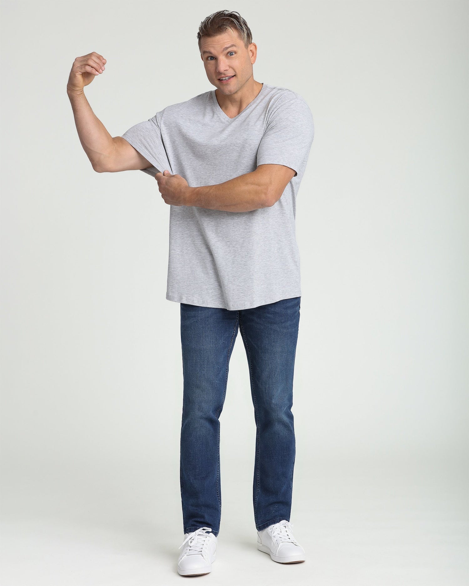 Organic V-Neck T-Shirt / Heather Grey