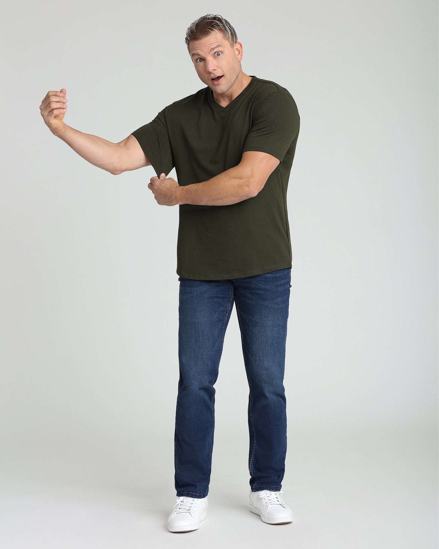Organic V-Neck T-Shirt 6 Pack / Olive