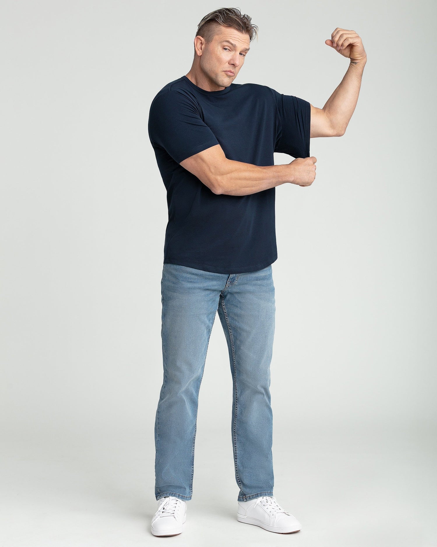 Organic Crew Neck T-Shirt / Navy