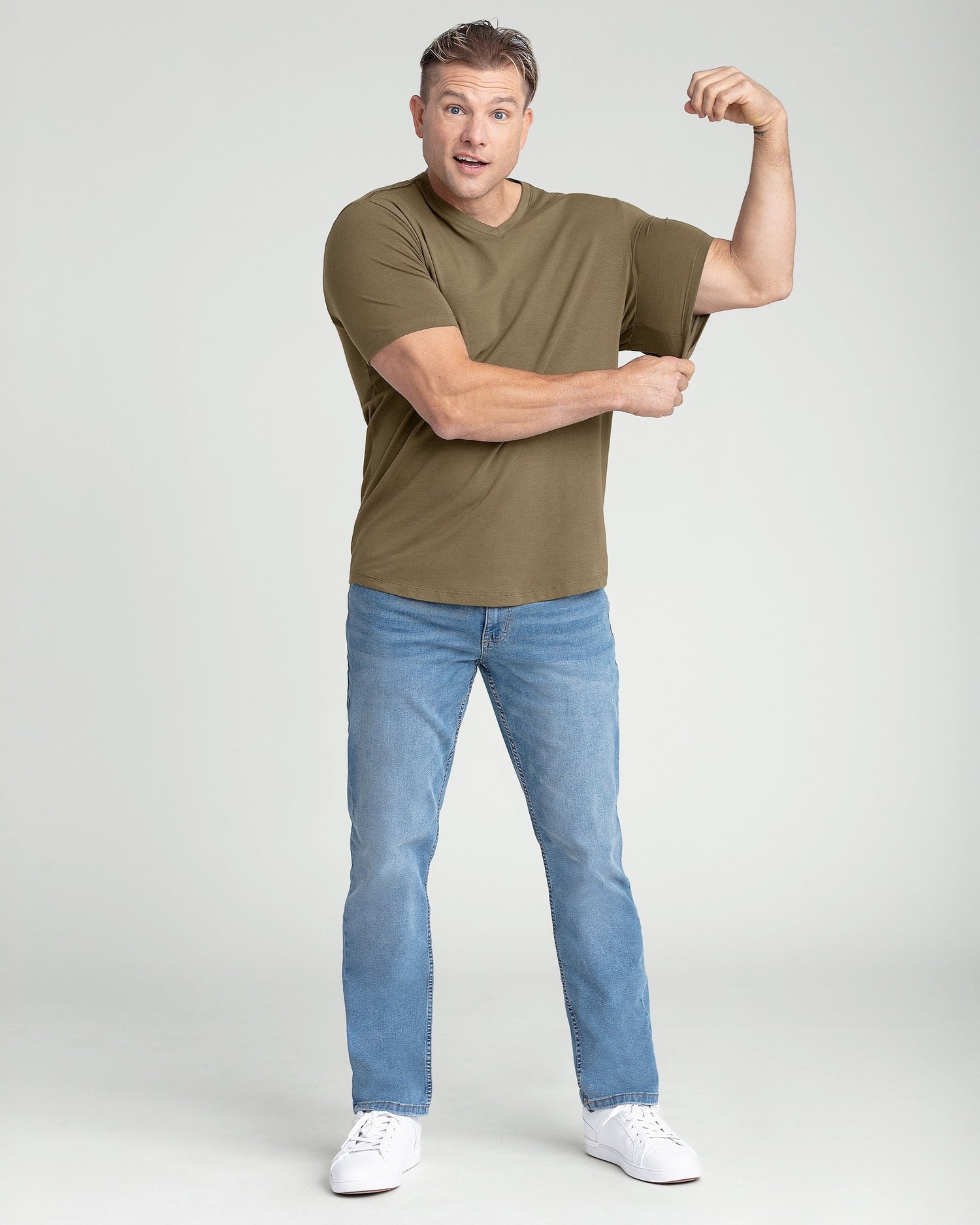 Organic V-Neck T-Shirt 3 Pack / Military Olive