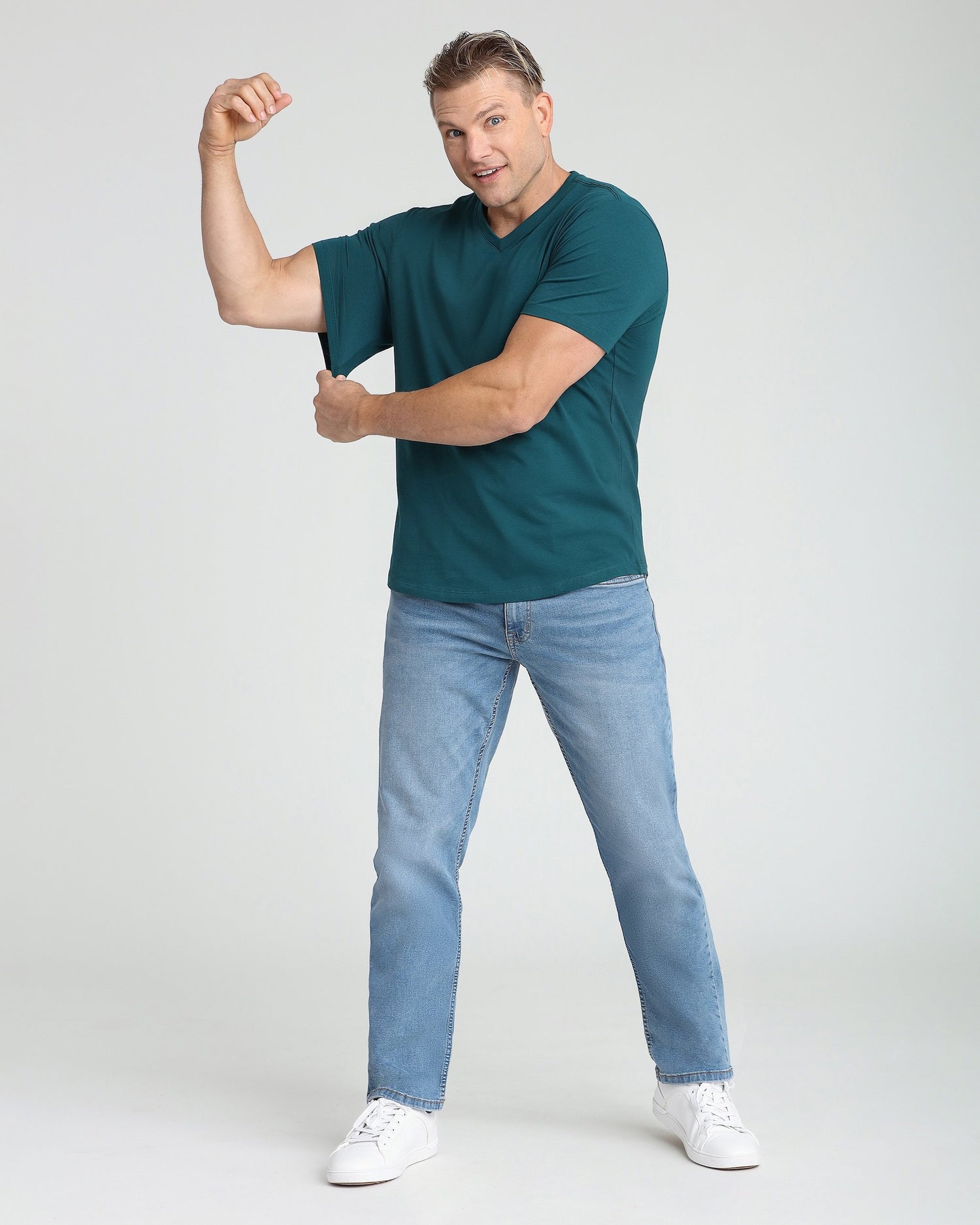 Organic V-Neck T-Shirt / Teal