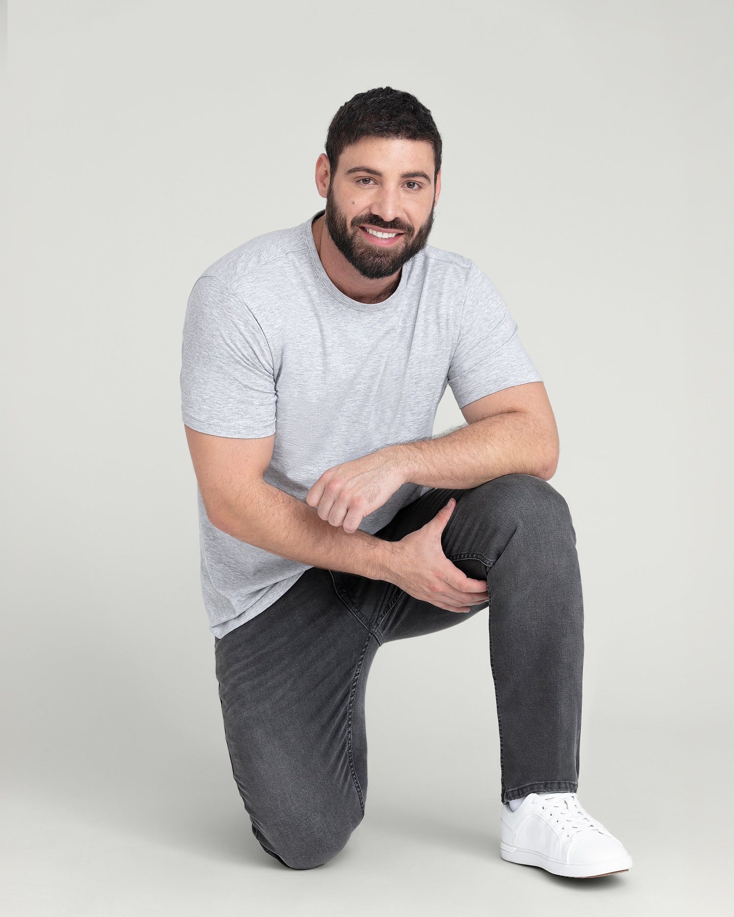 Organic Crew Neck T-Shirt 3 Pack / Heather Grey