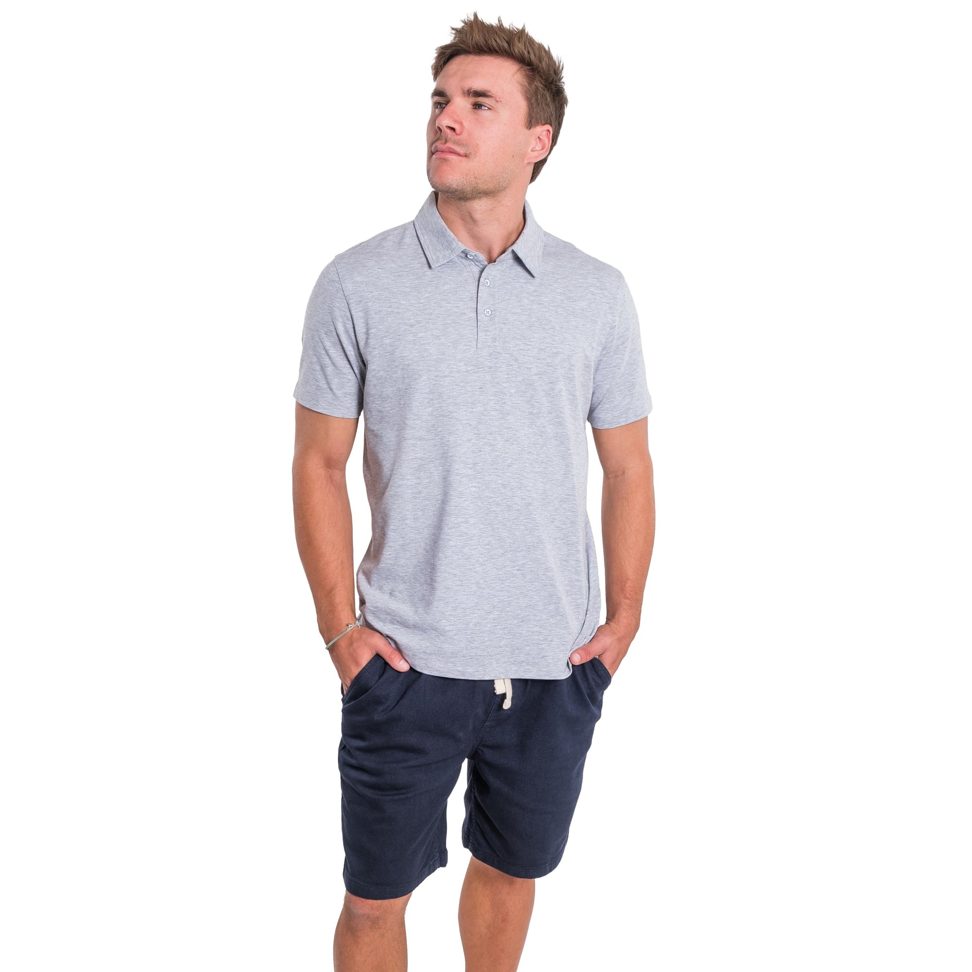 Organic Polo Shirt / Heather Grey