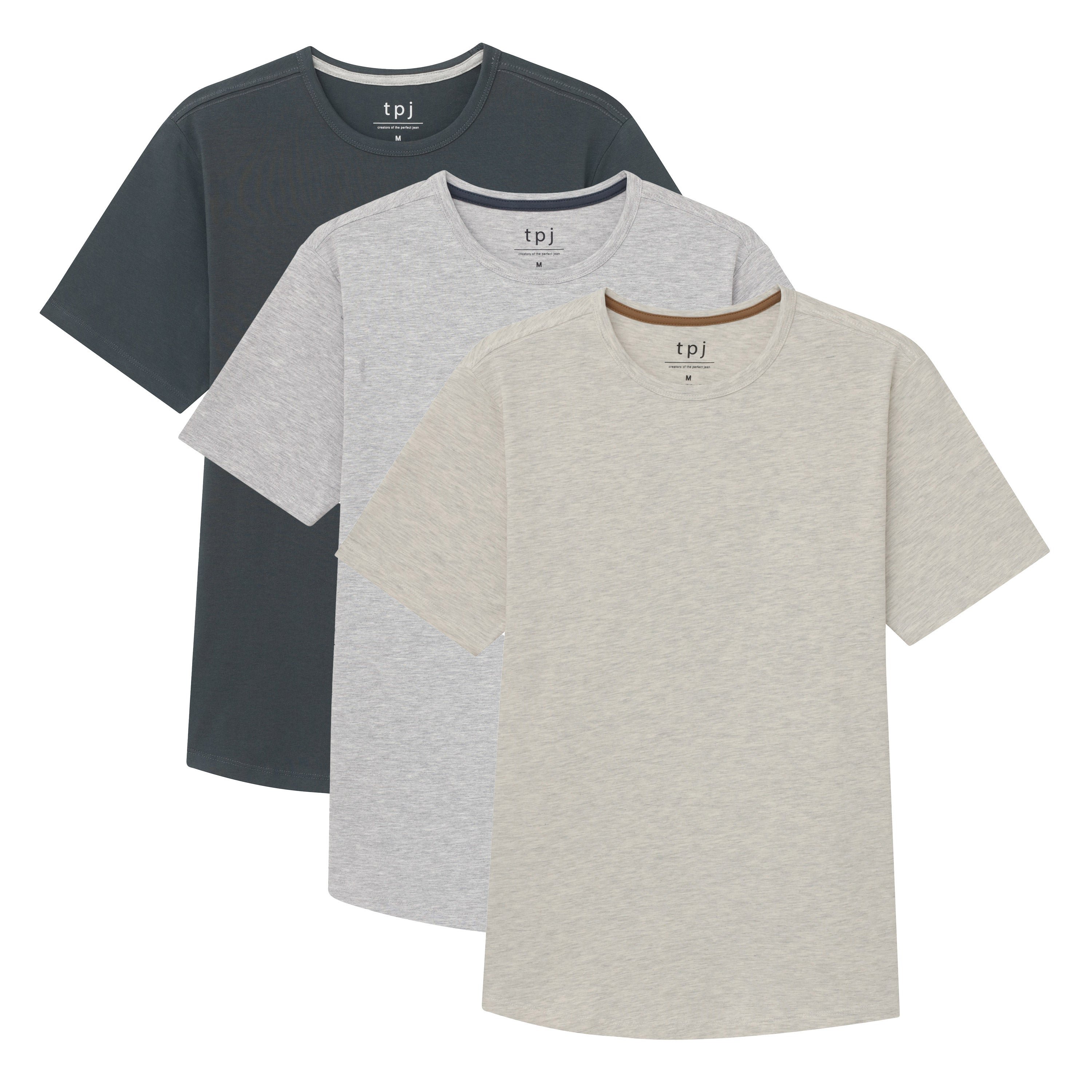 Organic Crew Neck T-Shirt 3 Pack / Smokey