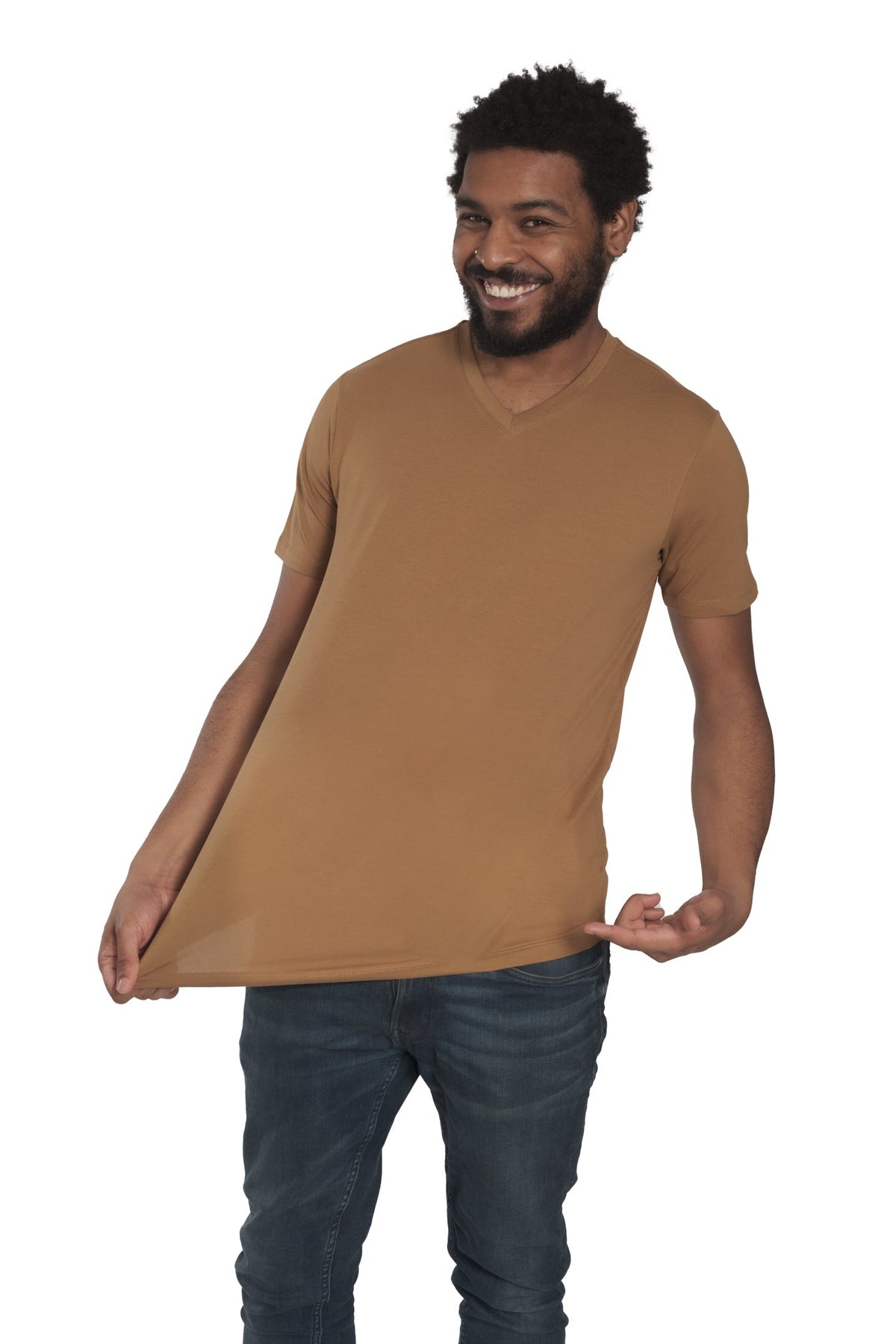 Organic V-Neck T-Shirt / Tobacco