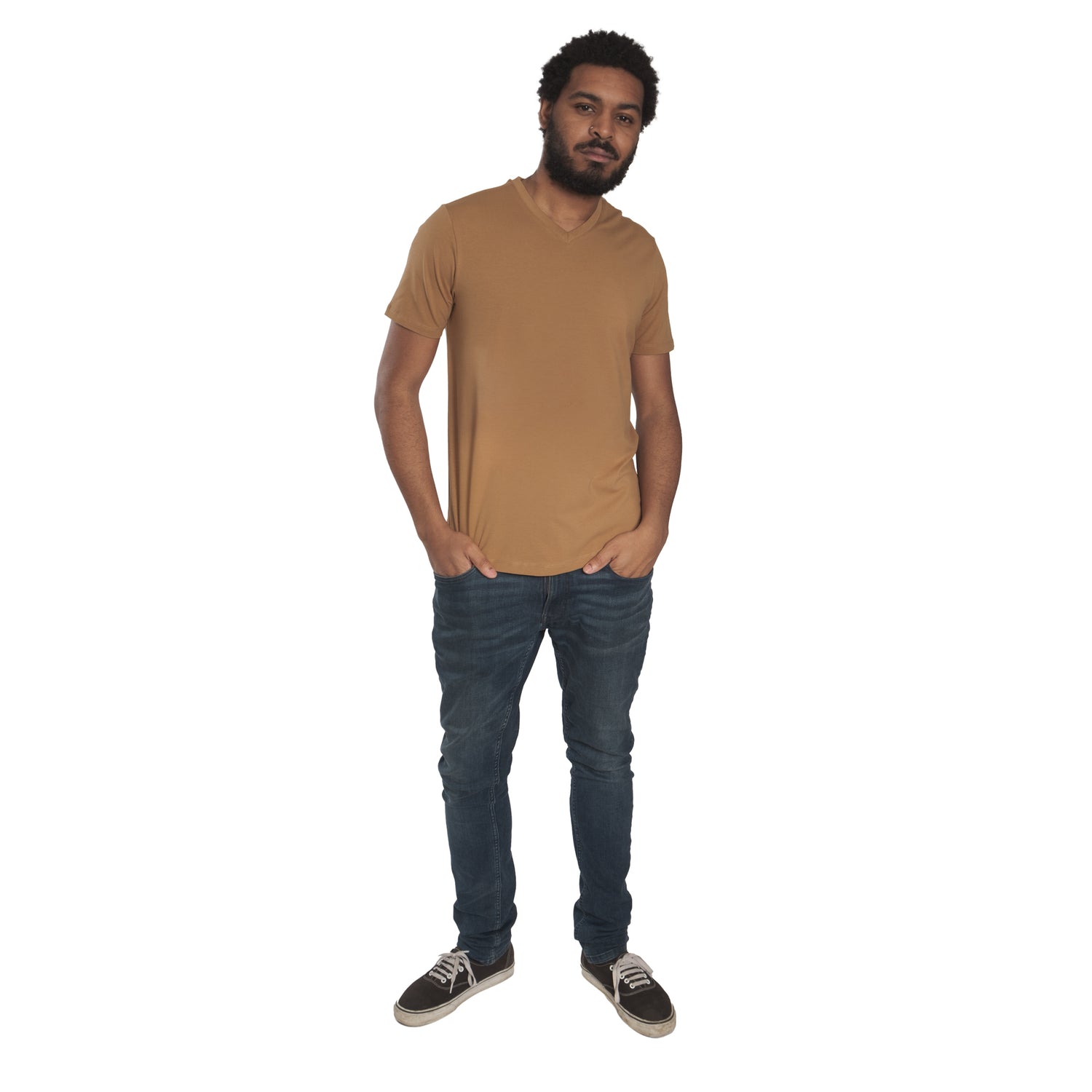 Organic V-Neck T-Shirt / Tobacco