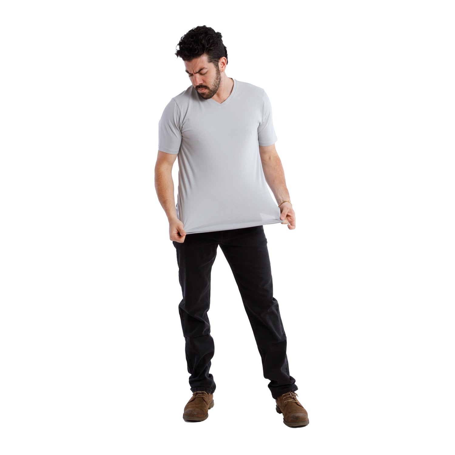 Organic V-Neck T-Shirt 6 Pack / Light Grey