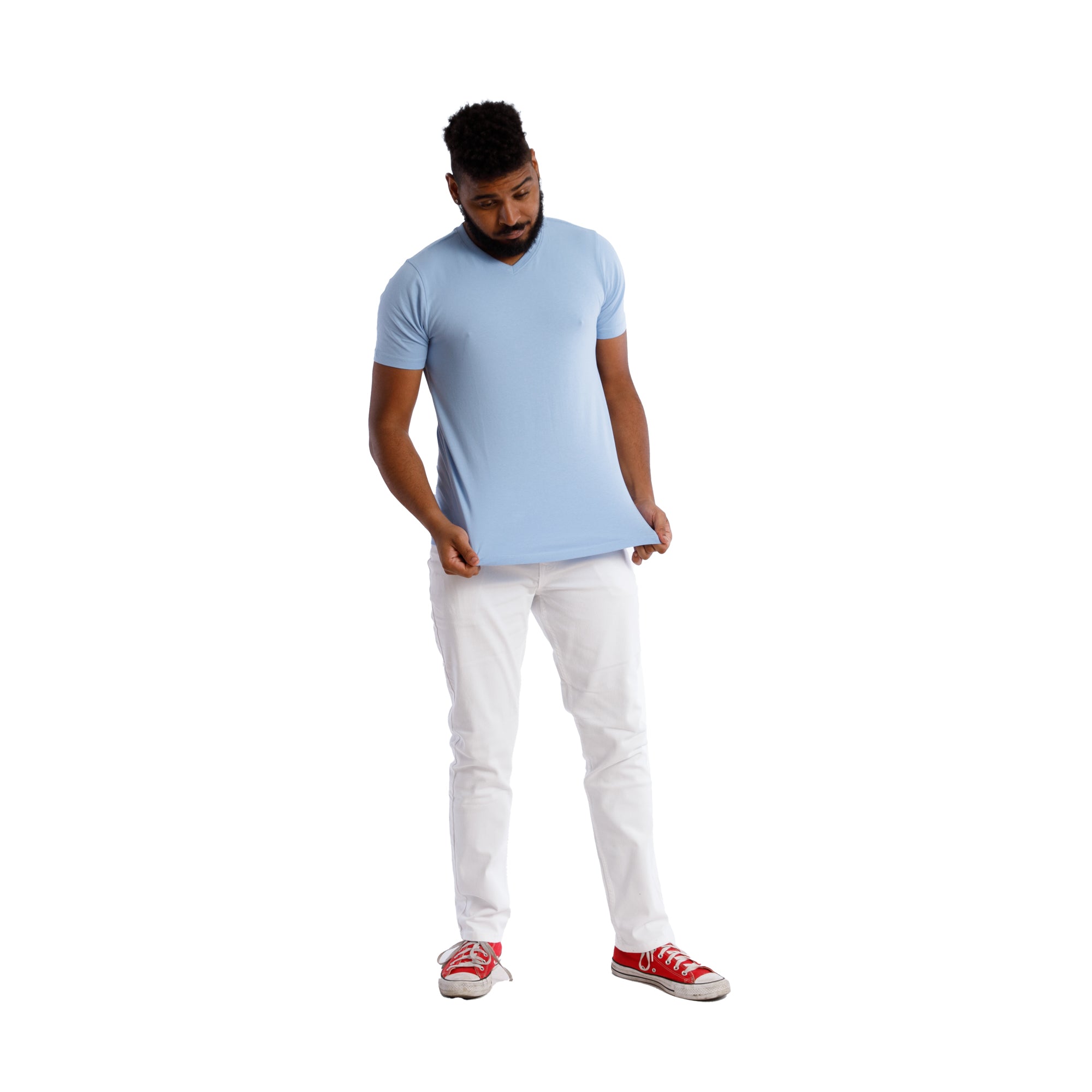 Organic V-Neck T-Shirt 3 Pack / Light Blue