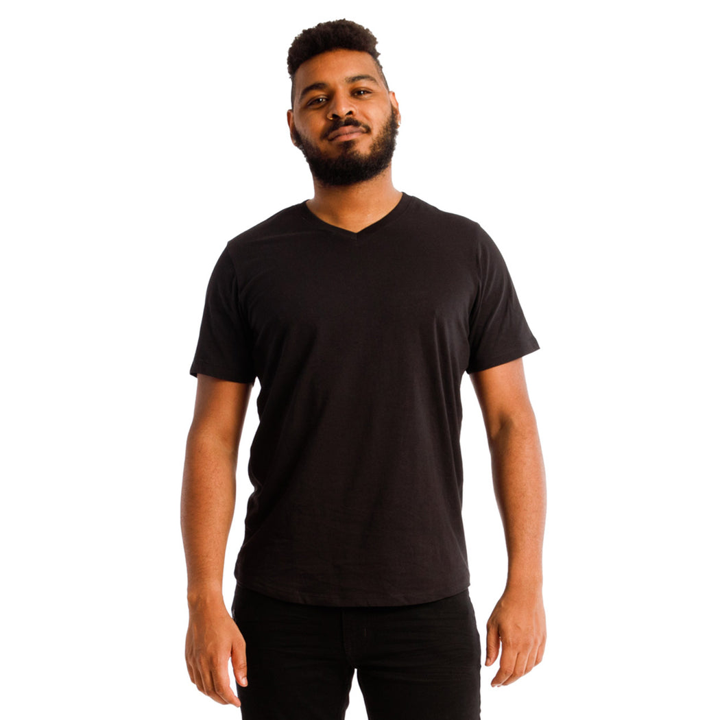 Organic V-Neck T-Shirt 3 Pack / Black | The Perfect Jean
