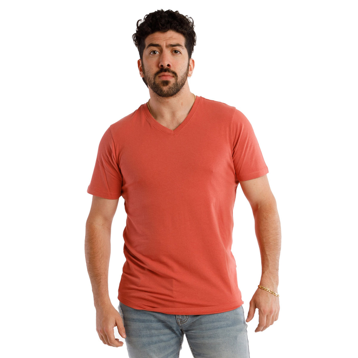 Organic V-Neck T-Shirt / Nantucket Red