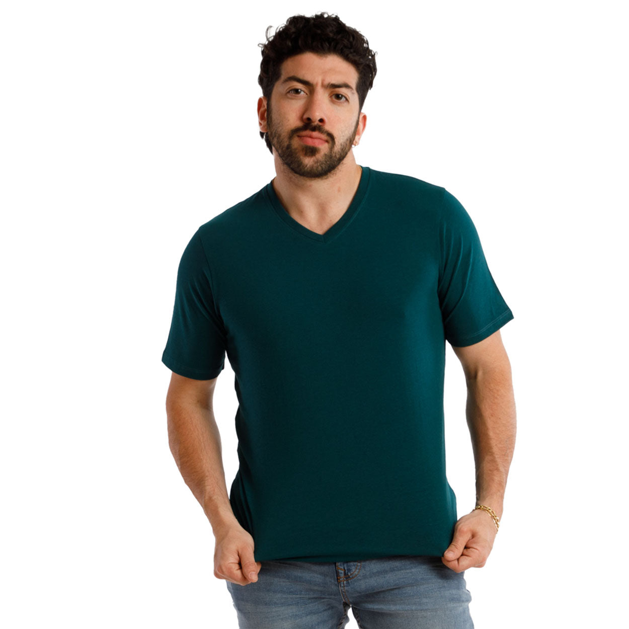 Organic V-Neck T-Shirt / Teal