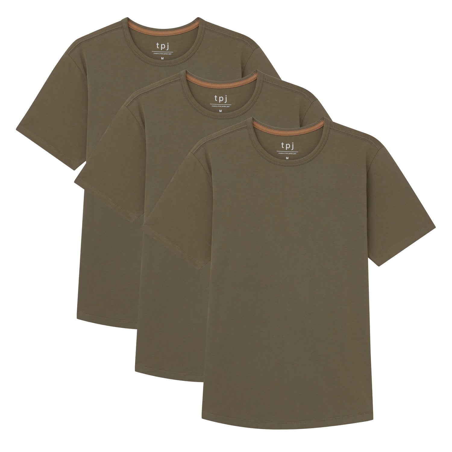 Organic Crew Neck T-Shirt 3 Pack / Military Olive