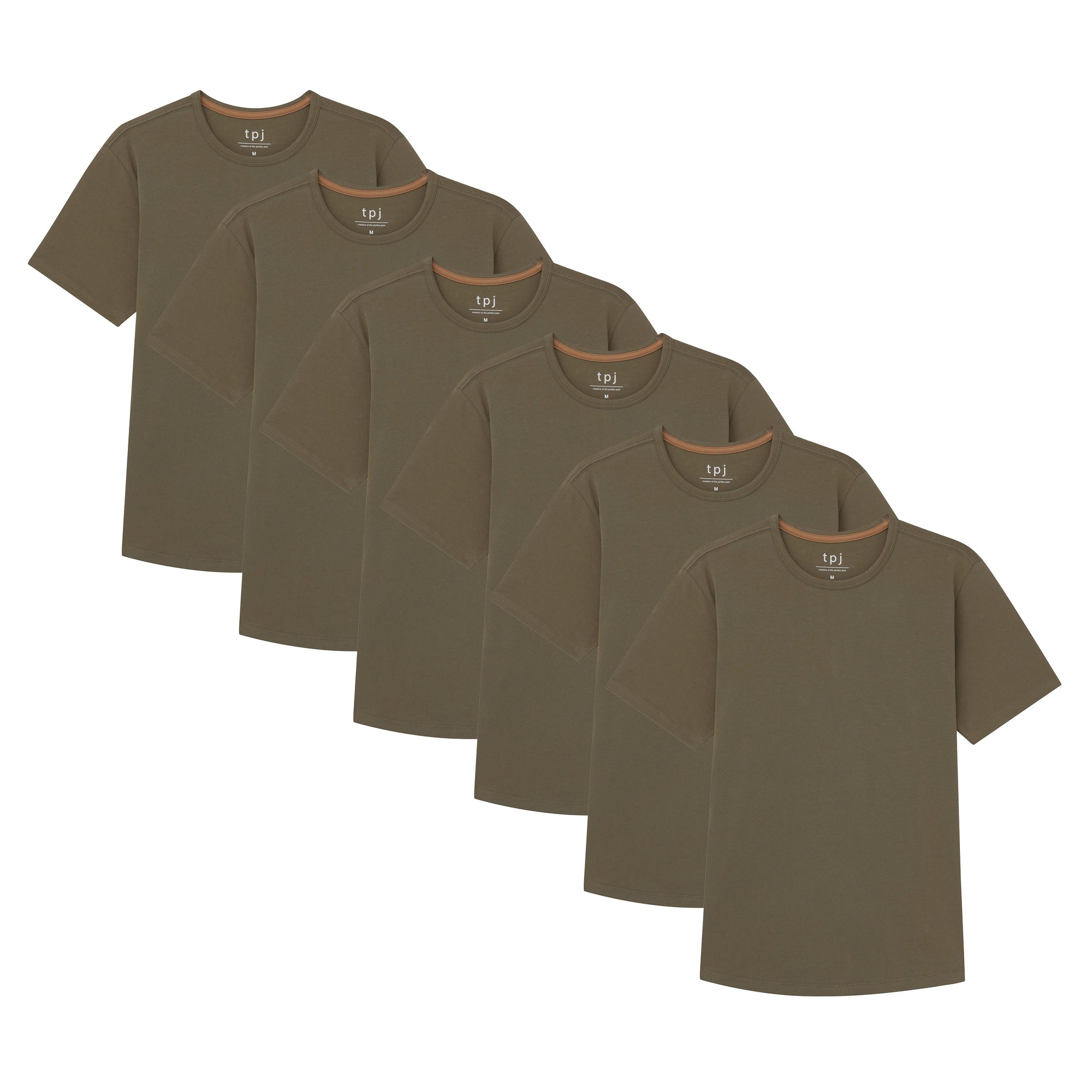 Organic Crew Neck T-Shirt 6 Pack / Military Olive