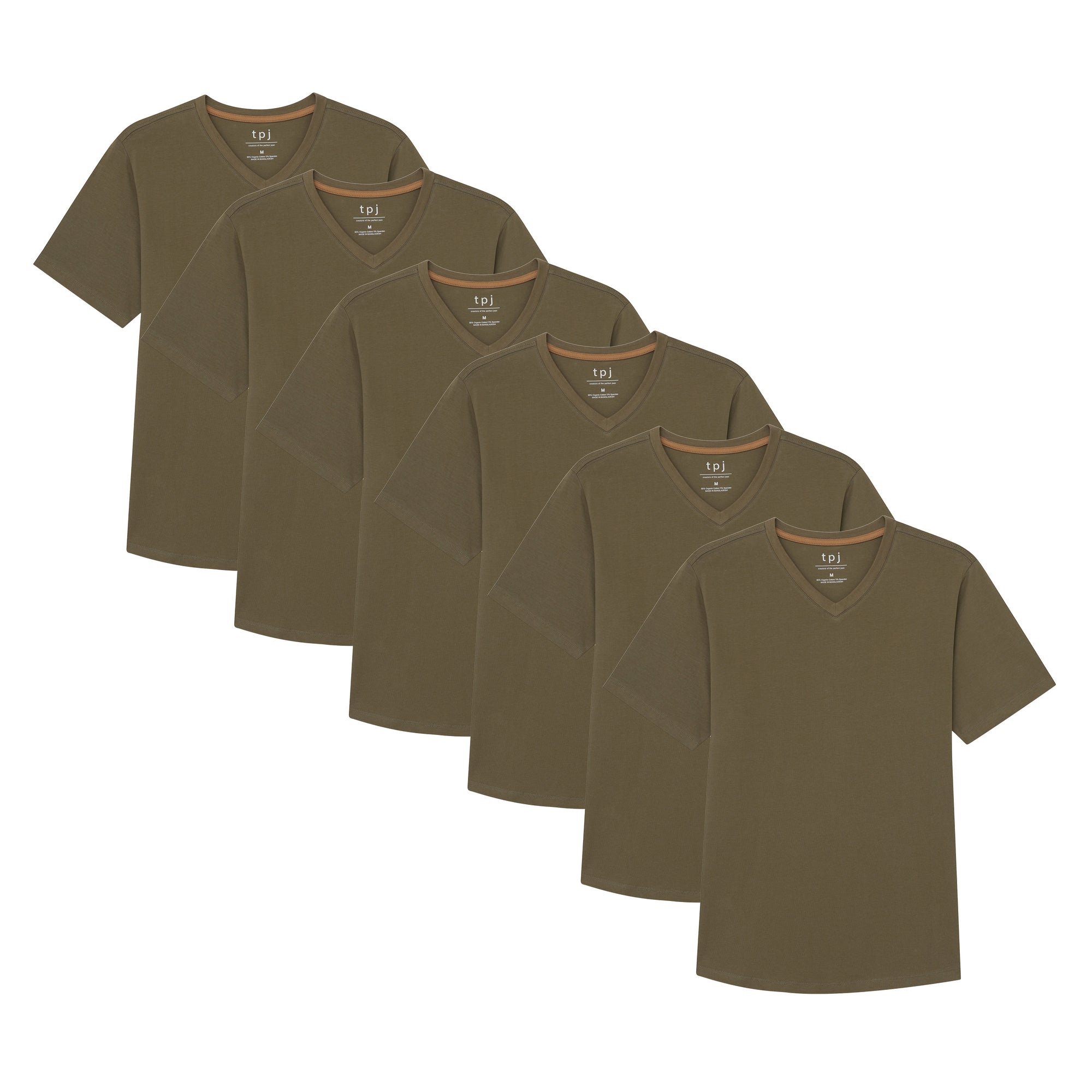 Organic V-Neck T-Shirt 6 Pack / Military Olive