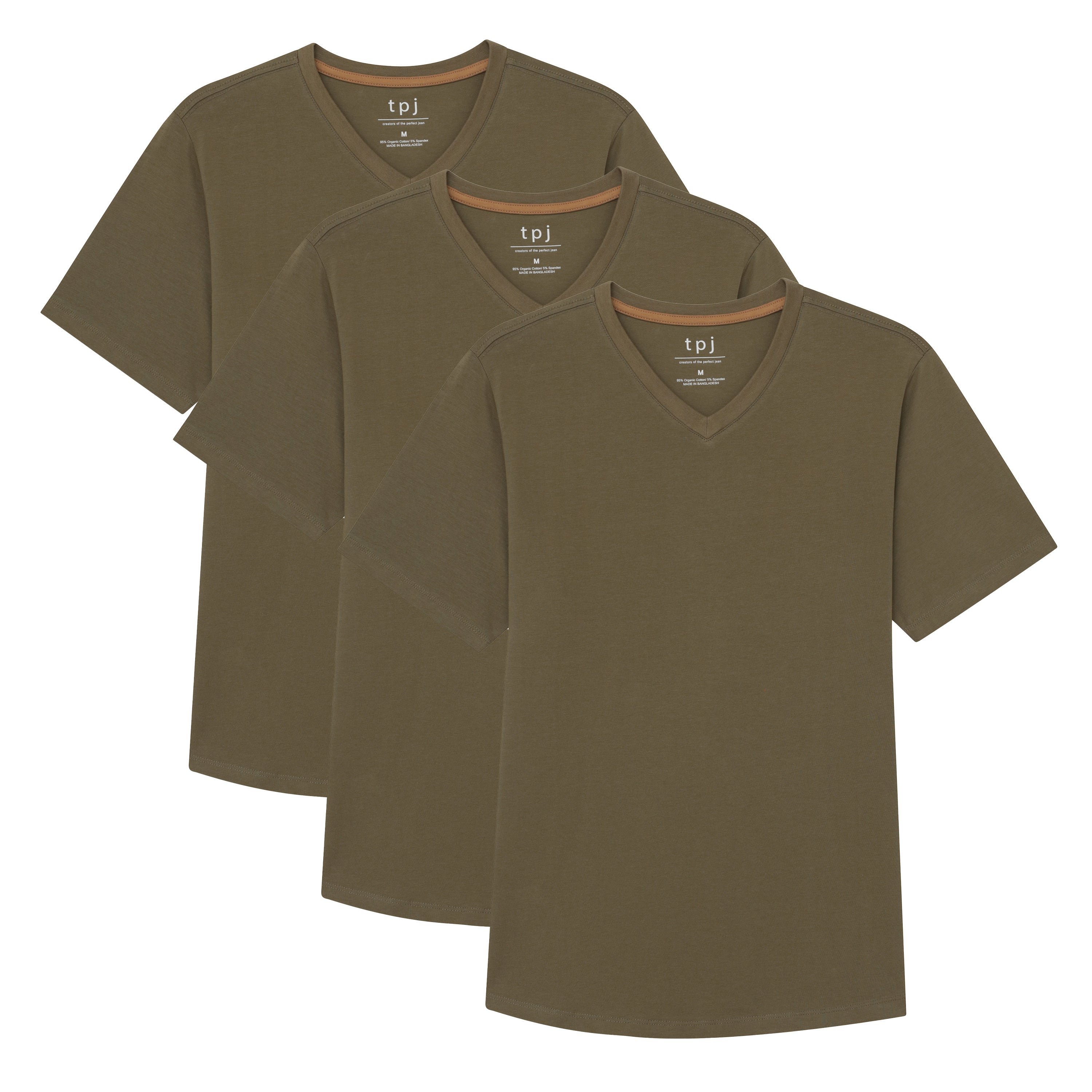 Organic V-Neck T-Shirt 3 Pack / Military Olive