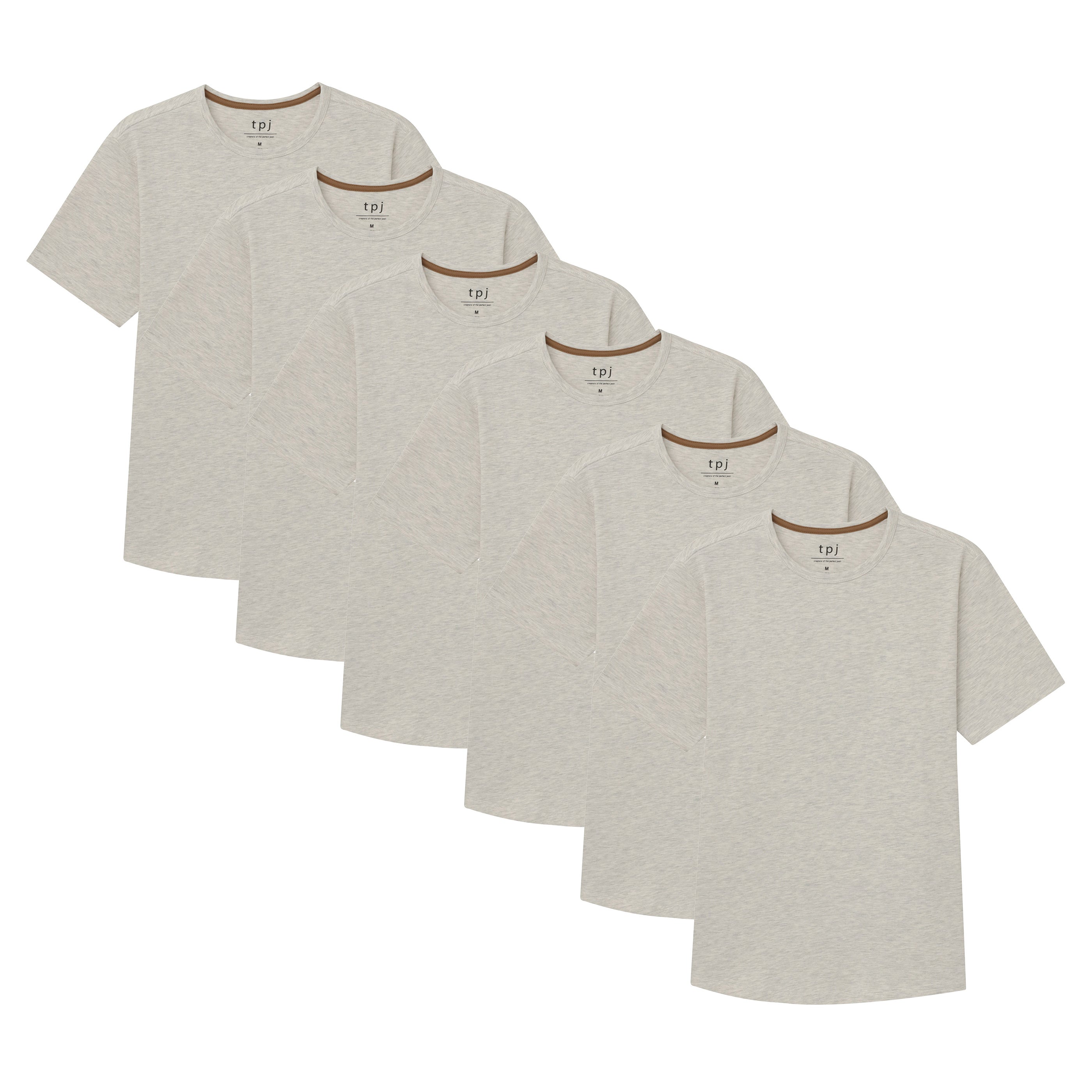 Organic Crew Neck T-Shirt 6 Pack / Oatmeal Heather