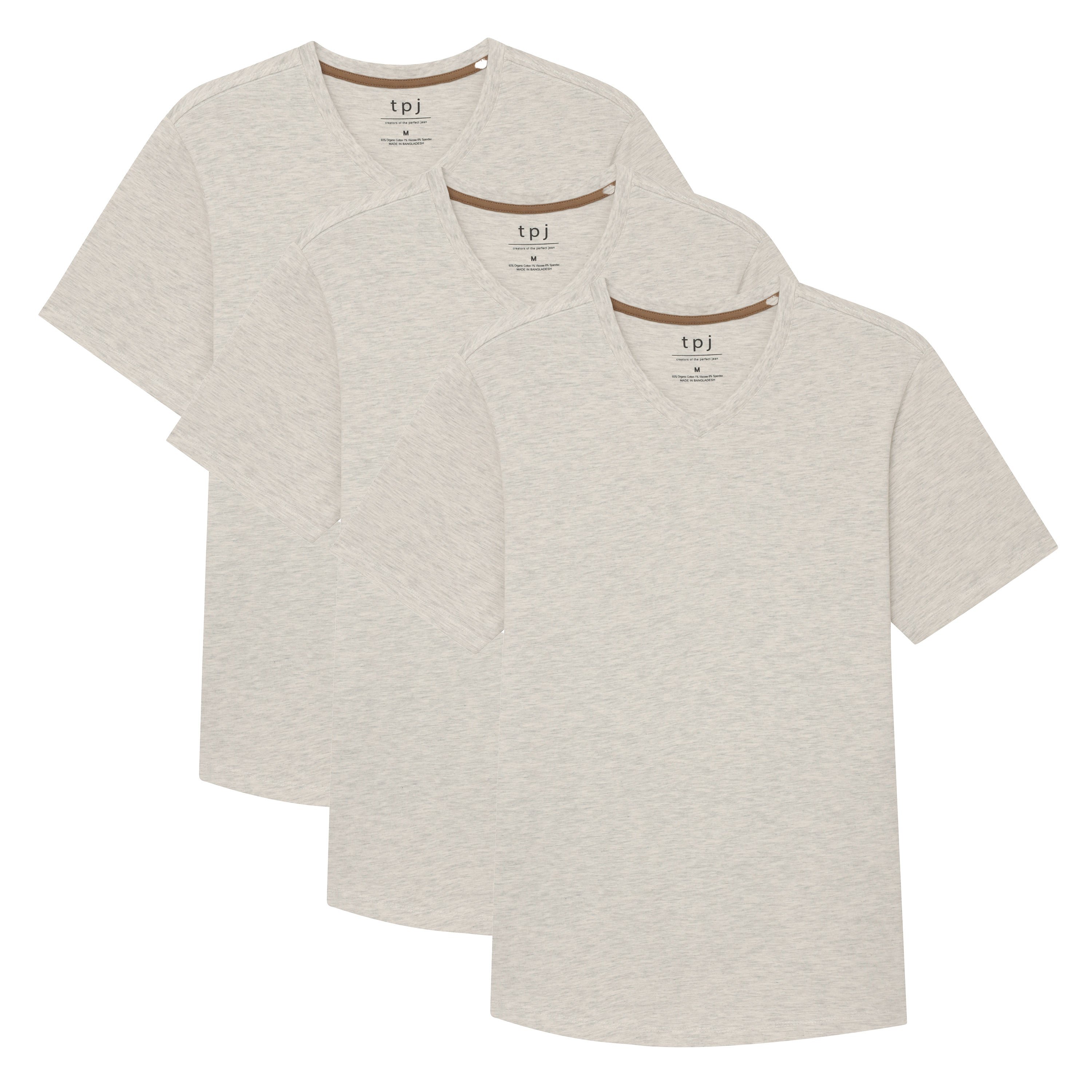 Organic V-Neck T-Shirt 3 Pack / Oatmeal Heather