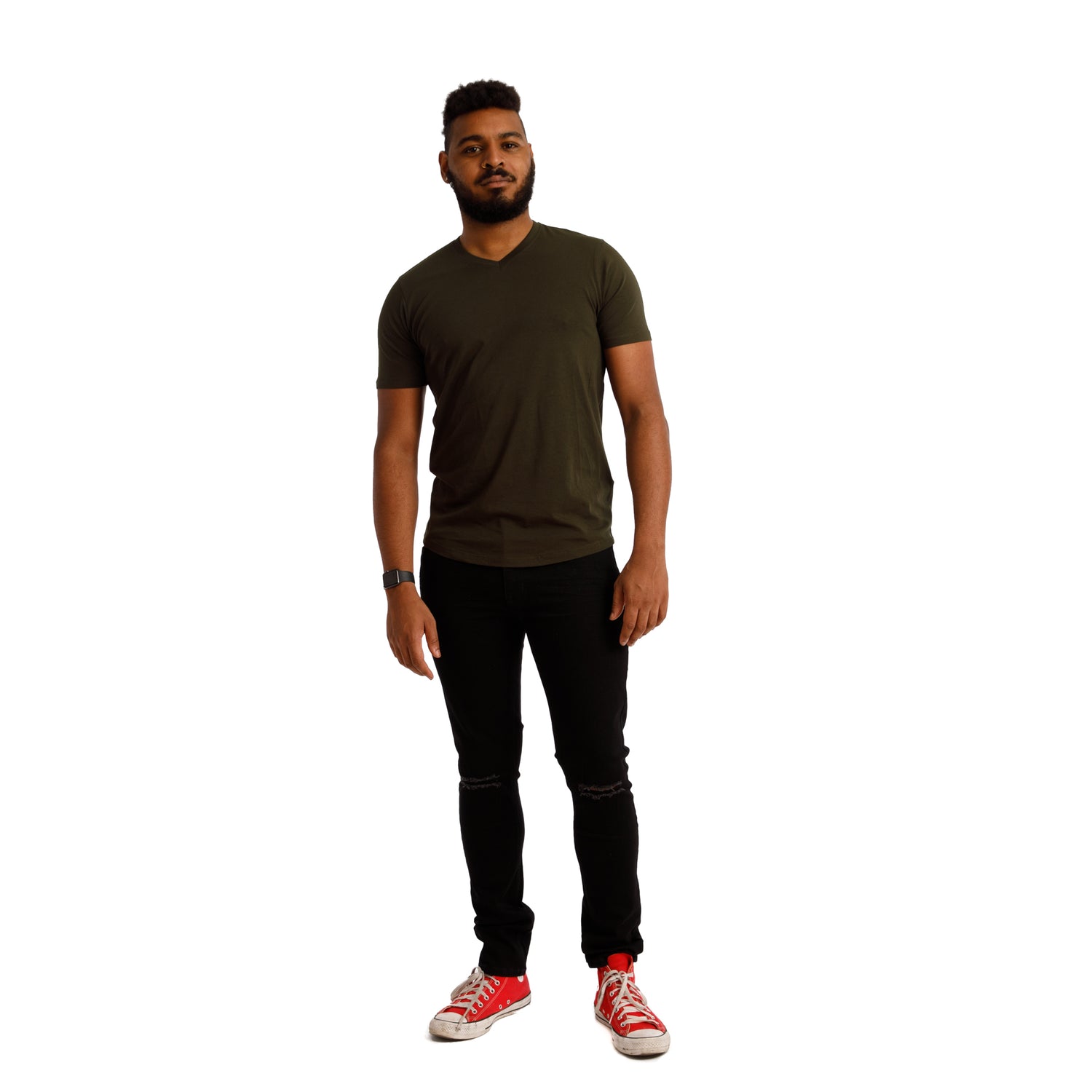 Organic V-Neck T-Shirt 3 Pack / Olive