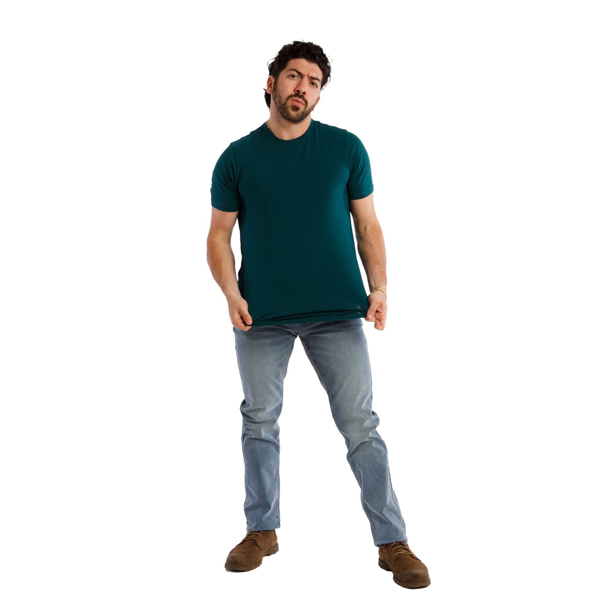 Organic Crew Neck T-Shirt 3 Pack / Teal | The Perfect Jean