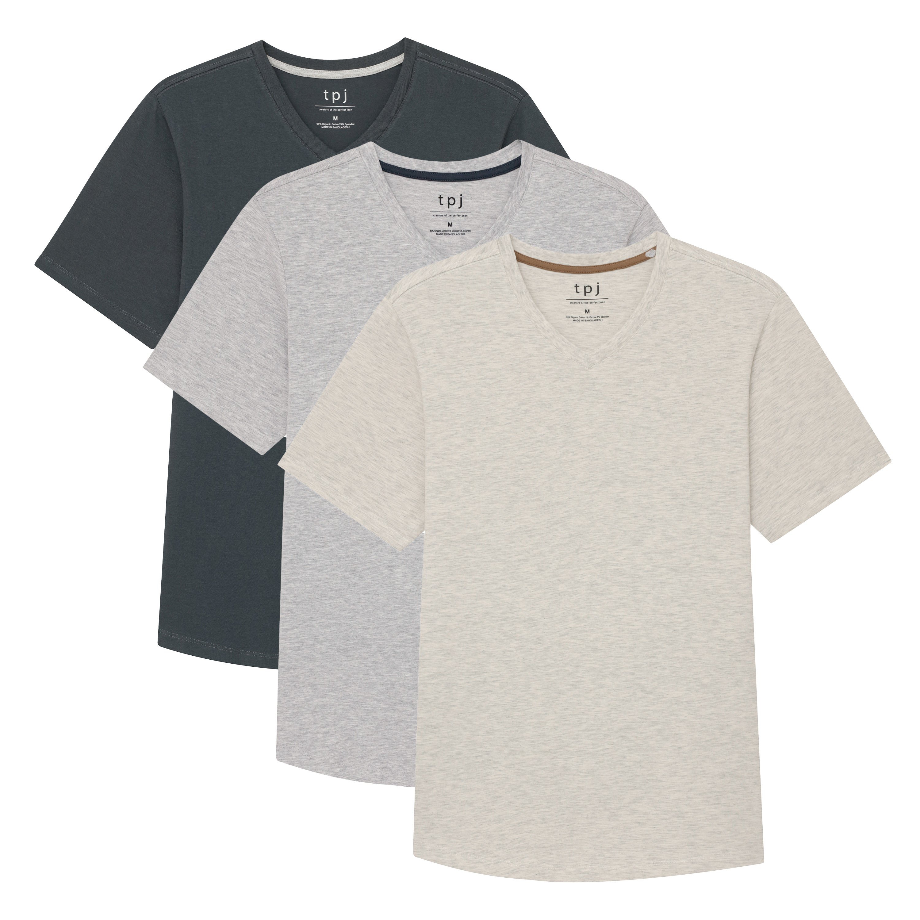 Organic V-Neck T-Shirt 3 Pack / Smokey