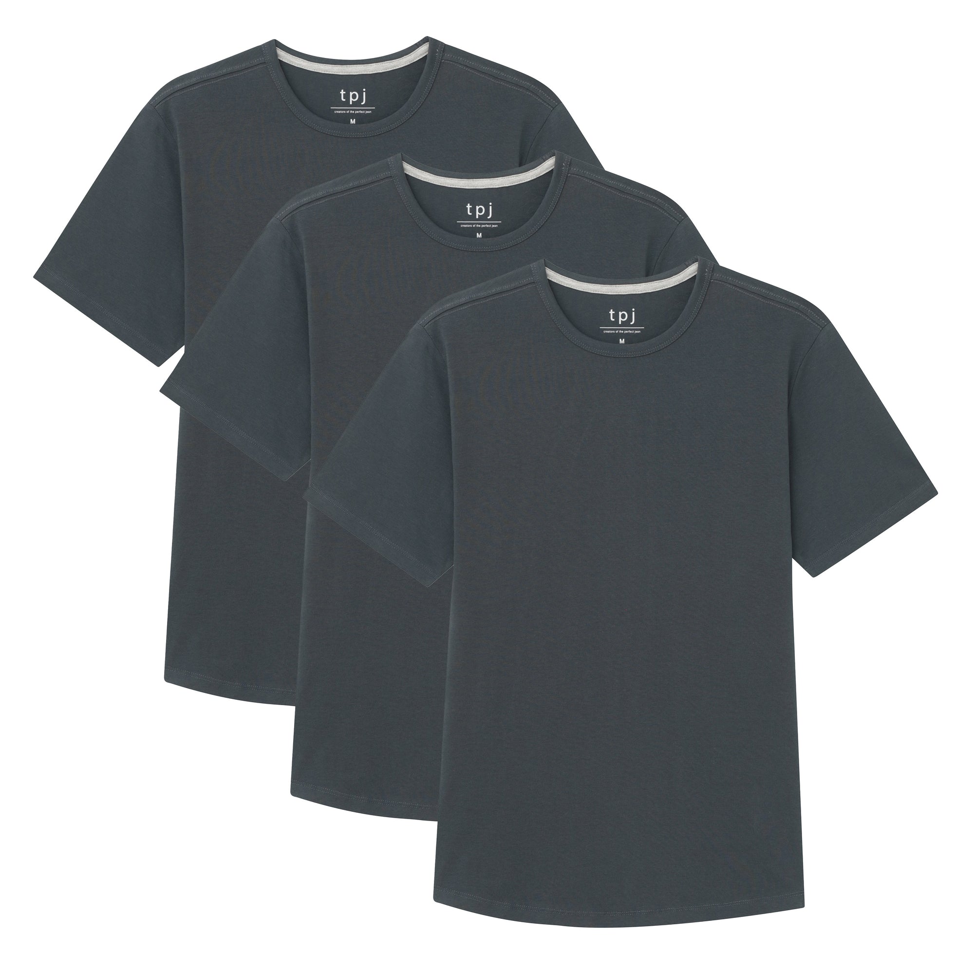 Organic Crew Neck T-Shirt 3 Pack / Steel | The Perfect Jean