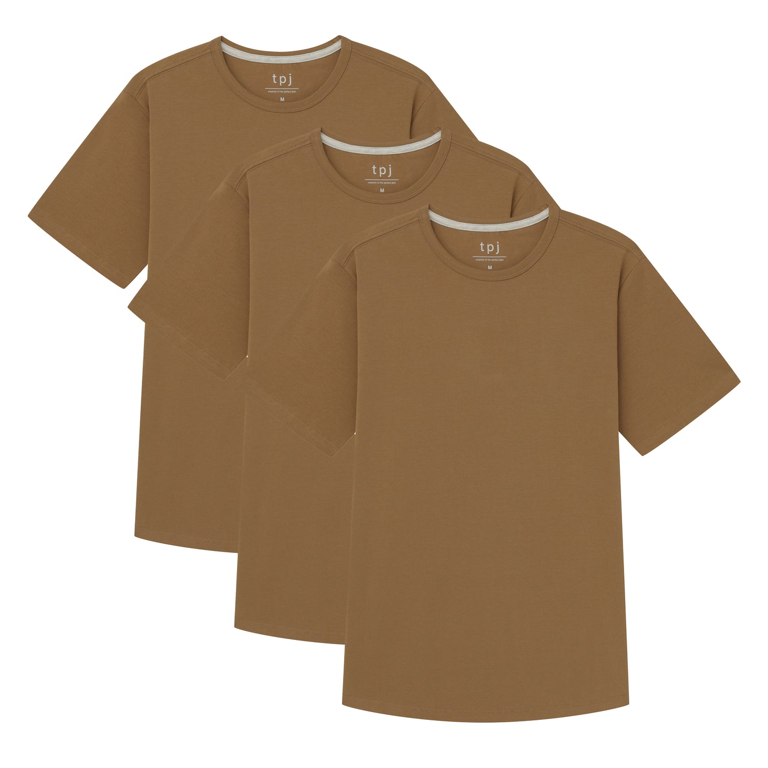 Organic Crew Neck T-Shirt 3 Pack / Tobacco