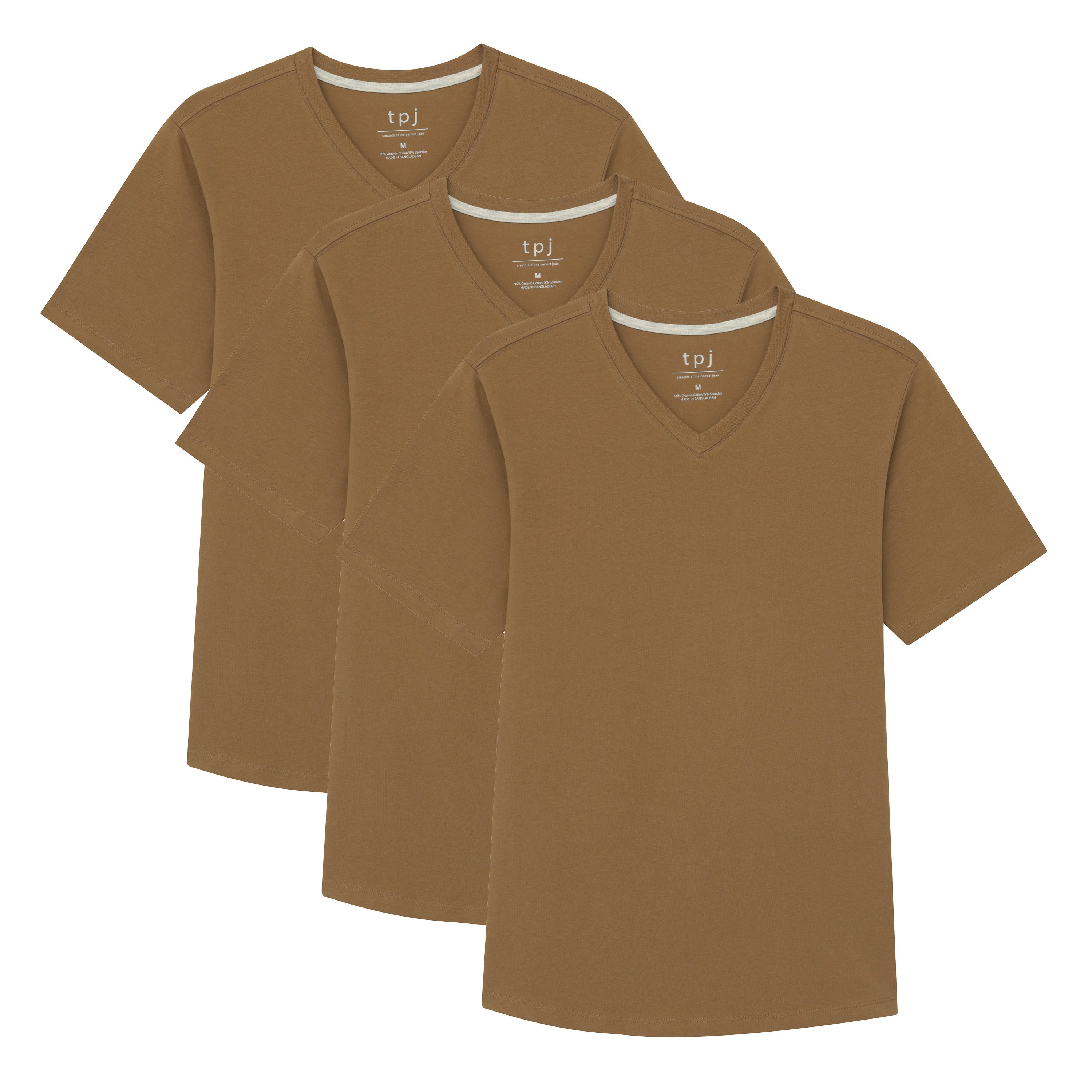 Organic V-Neck T-Shirt 3 Pack / Tobacco