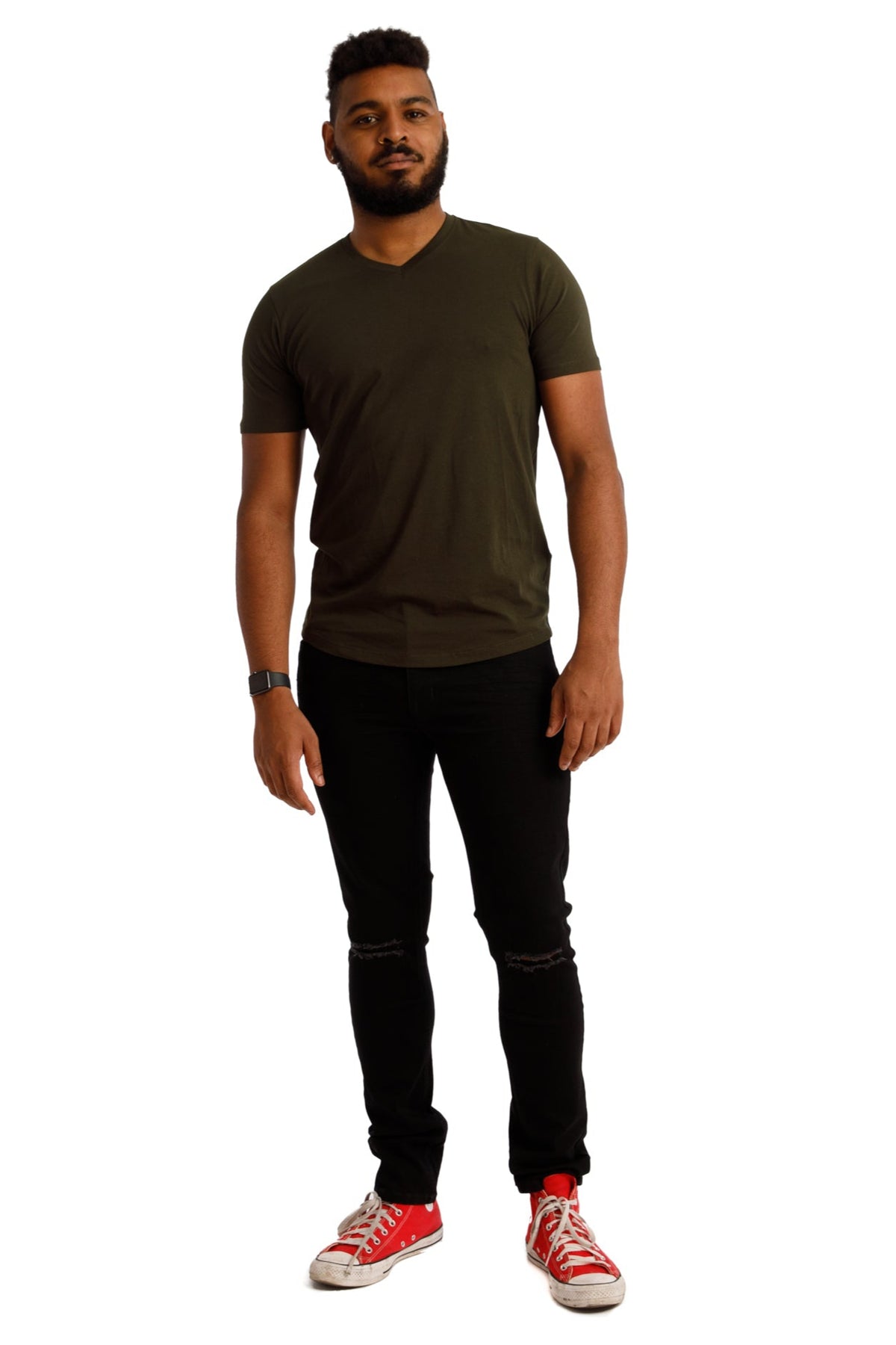 Organic V-Neck T-Shirt / Olive