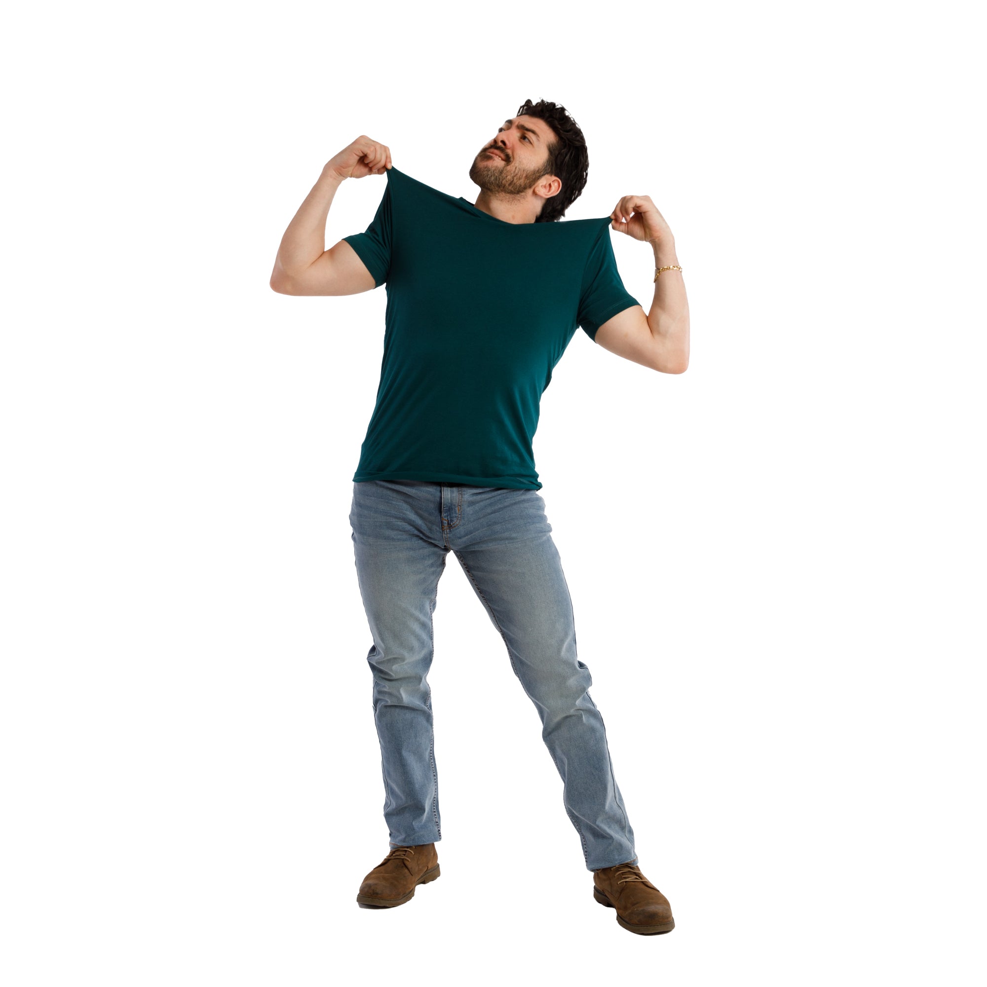 Organic Crew Neck T-Shirt / Teal | The Perfect Jean